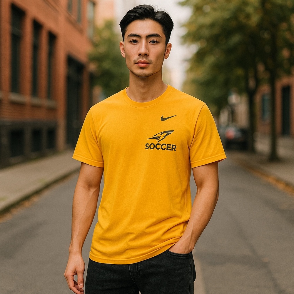 NWOT Nike DRI-FIT Golden Soccer Tee Yellow And Black Size Medium